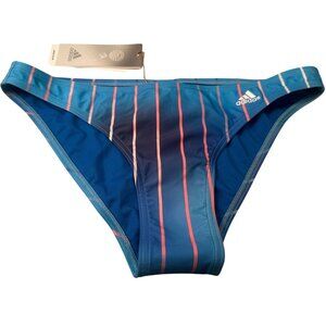 Adidas Melbourne Bikini Womens Bottoms Striped Swimwear Bathing Suit Blue Rush